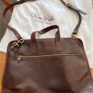 Vera Pelle Dark Brown Genuine Leather Briefcase - made and bought in Italy